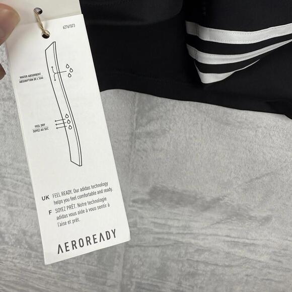 Adidas 3-Stripes Crop Tank Top Black White Wmns Size XL AEROREADY NWT $39.99 - Picture 7 of 7